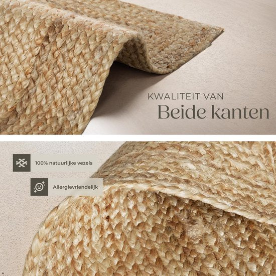 tectake® Tapis tissé à la main - Style Boho - Jute, tissage plat - Peu d'entretien - 290x200cm - Pour l'intérieur - Tapis vintage