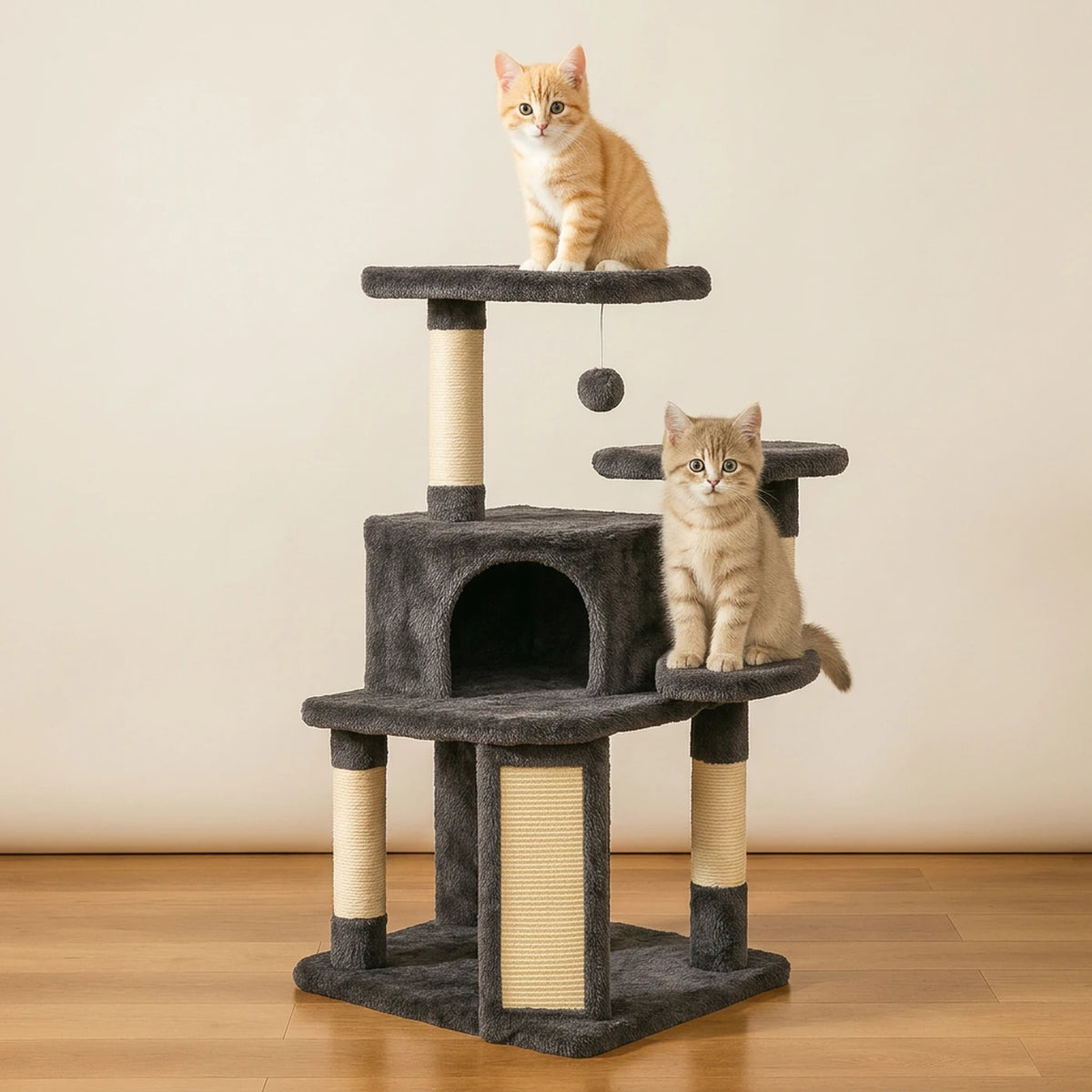 Arbre à chat Ochama avec lit - 102 x 43 x 43 cm - À plusieurs niveaux - Arbres à chat en sisal - Structure d'escalade - Pour chats de petite et moyenne taille