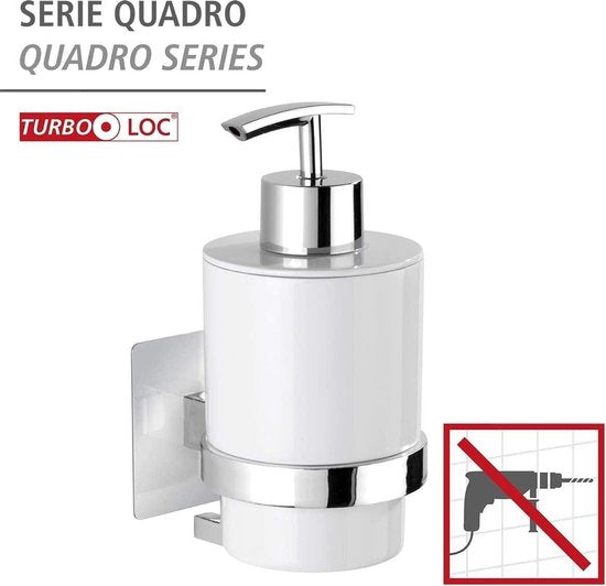 Distributeur de savon Wenko Quadro Uno 250 ml, acier inoxydable argenté
