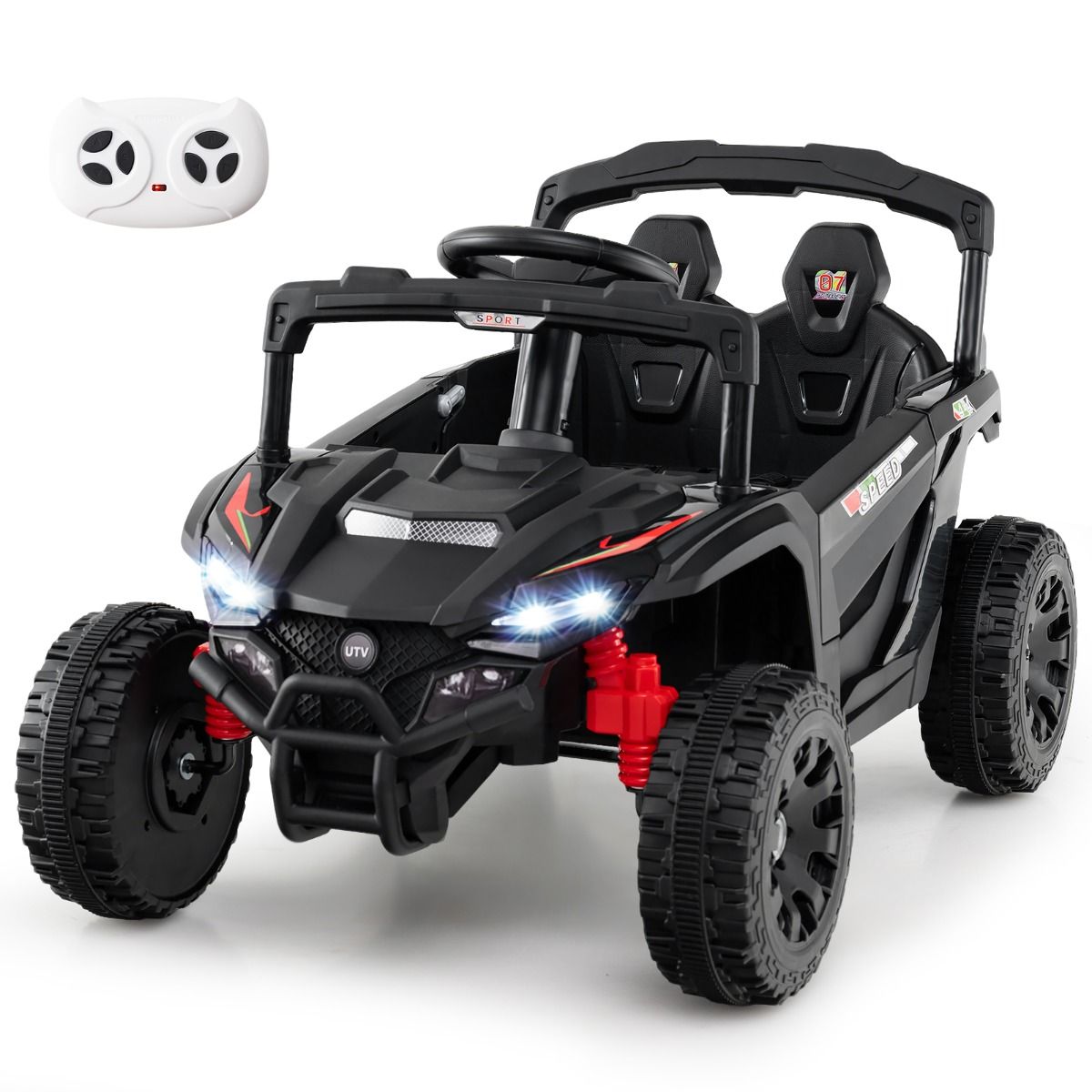 Voiture électrique pour enfants Coast - batterie 12 V - télécommande - UTV noir - à partir de 3 ans