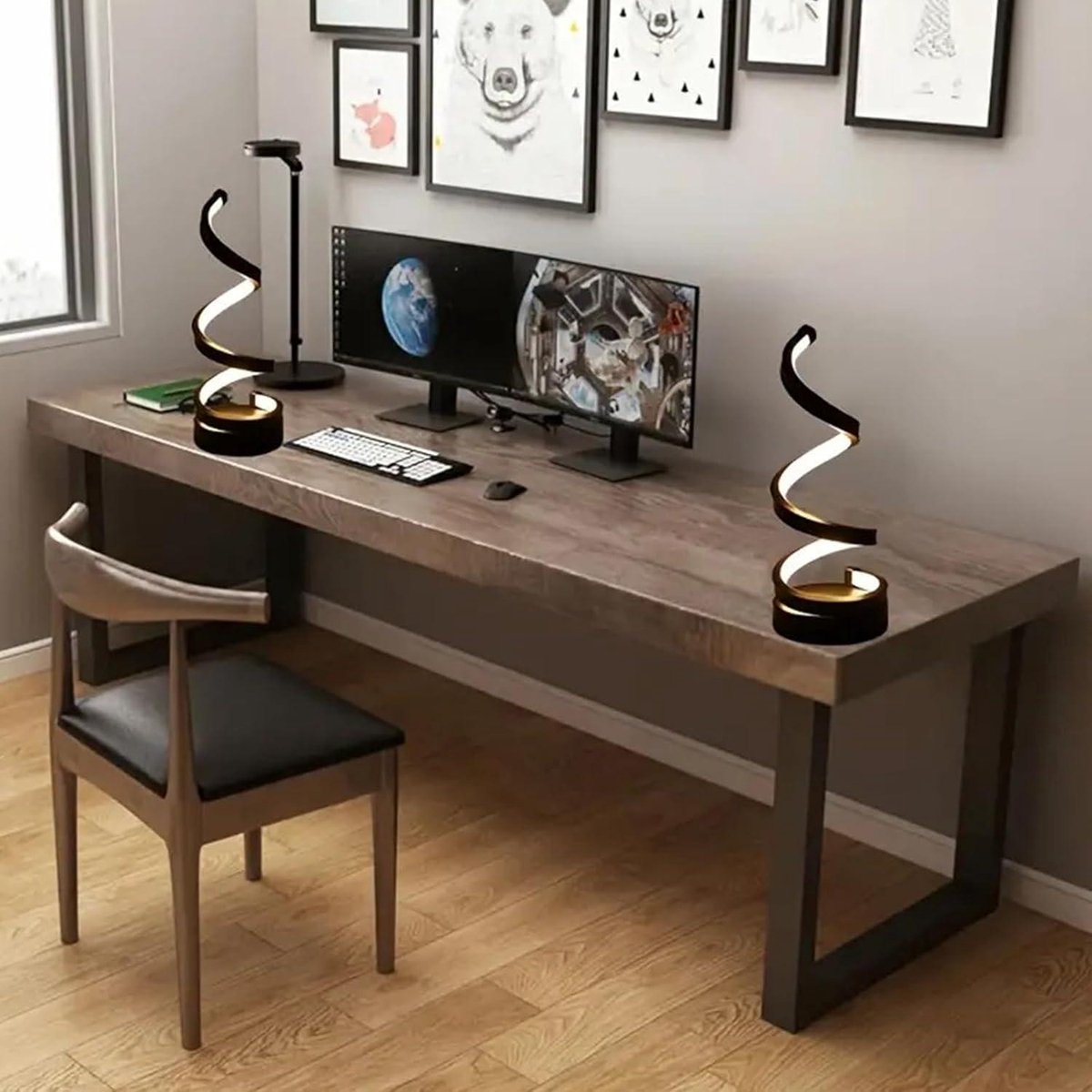 NEXXT - Lampe de table LED Spiral - Alimentation USB - Dimmable - 3 couleurs de lumière - Design minimaliste - Table de chevet / Bureau - Noir