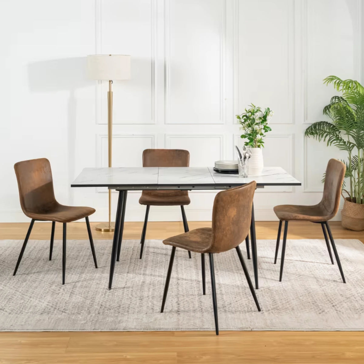 Ensemble de 4 chaises Urban Meuble - Chaises de salle à manger de luxe, gris, imitation fourrure - 44 x 54 x 87 cm