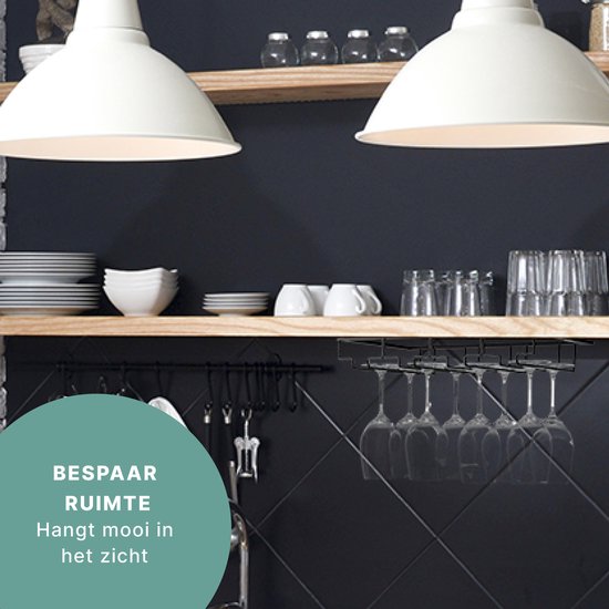 S.old Porte-verres à vin suspendu 2 pièces pour 24 verres - Porte-verres à vin suspendu - Porte-verres à vin - Porte-verres - Métal noir mat