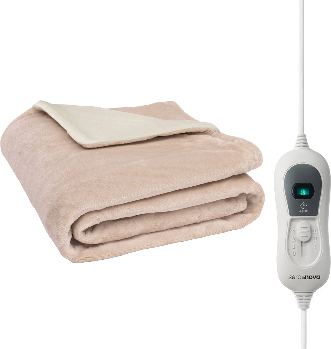 Couverture chauffante Seranova - 160 x 120 cm - Couverture chauffante pour une personne - Polaire double face - Couverture douillette - Beige