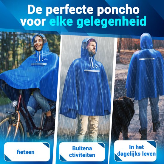 Nextcover Poncho de pluie pour femmes et hommes | Cape de pluie avec technologie AquaShield 2.0, coupe-vent et imperméable | Idéal pour le cyclisme, la randonnée et la pêche | Poncho de vélo pour adultes Unisexe | Poncho