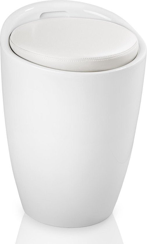 Tectake Tabouret de salle de bain avec espace de rangement blanc - 402077