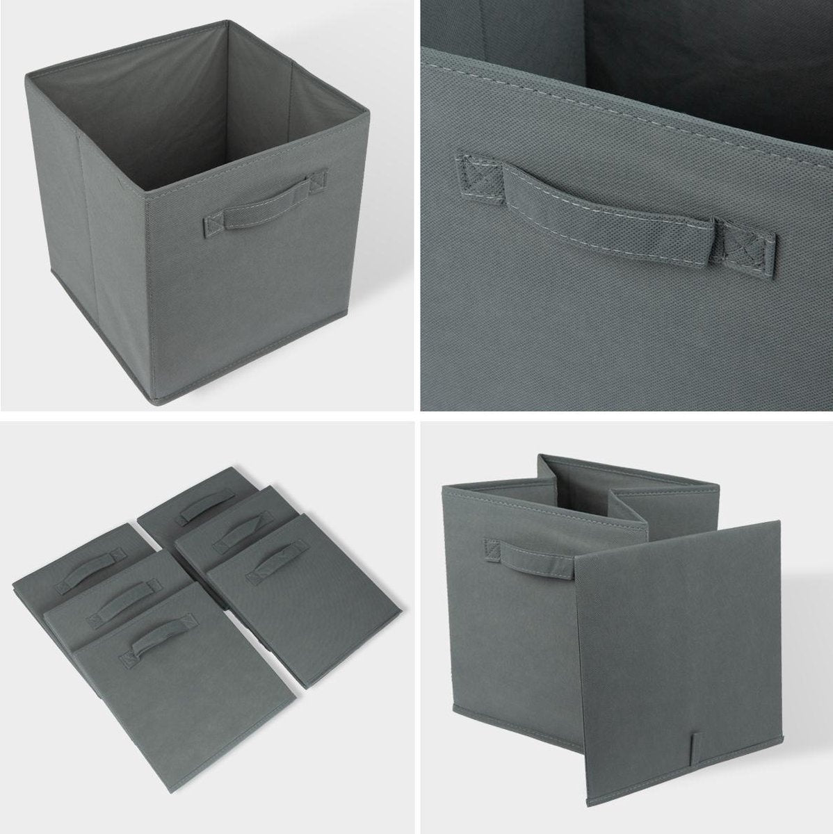 LifeGoods Organiseurs de placards - 6 pièces - 20L - Textile - Gris