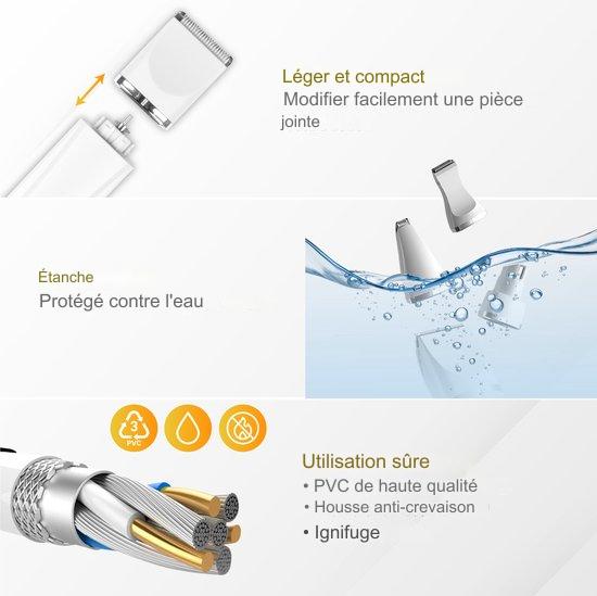 Tondeuse sans fil pour chien 4 en 1 Nuvance - pour poils épais - 7 accessoires