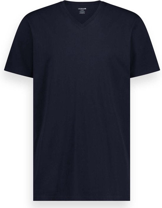 LEBASQ - T-shirt Davis pour homme - Lot de 3 - col en V - extra long - peut servir de sous-vêtement - bleu marine - taille L