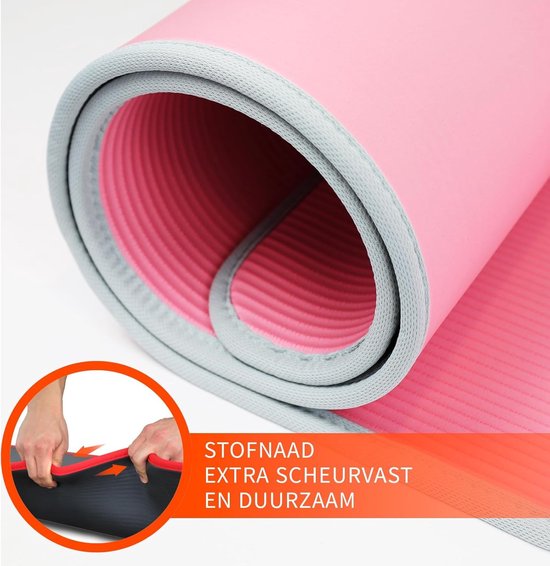 DH FitLife Tapis d'entraînement, tapis de fitness, tapis de sport, 183 x 61 x 1 cm, extra résistant à la déchirure, tapis de yoga, antidérapant et épais, tapis d'entraînement (rose)