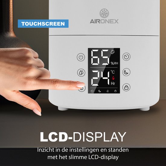 Aironex Humidificateur 3,8 litres - Topfill - Aroma - Humidificateurs - Humidificateur - Convient pour le salon, le bureau, la chambre de bébé, la chambre à coucher