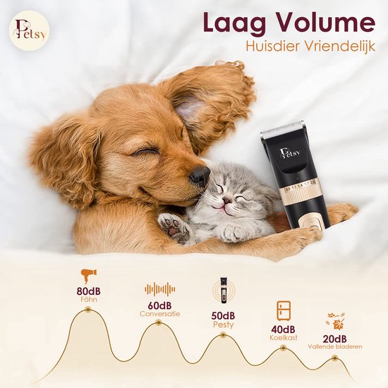 Tondeuse professionnelle pour chiens Petsy - Tondeuse 2-en-1 pour animaux à poil épais - Silencieuse - Tondeuse pour chiens et chats - Tondeuse pour chiens - Station de recharge incluse