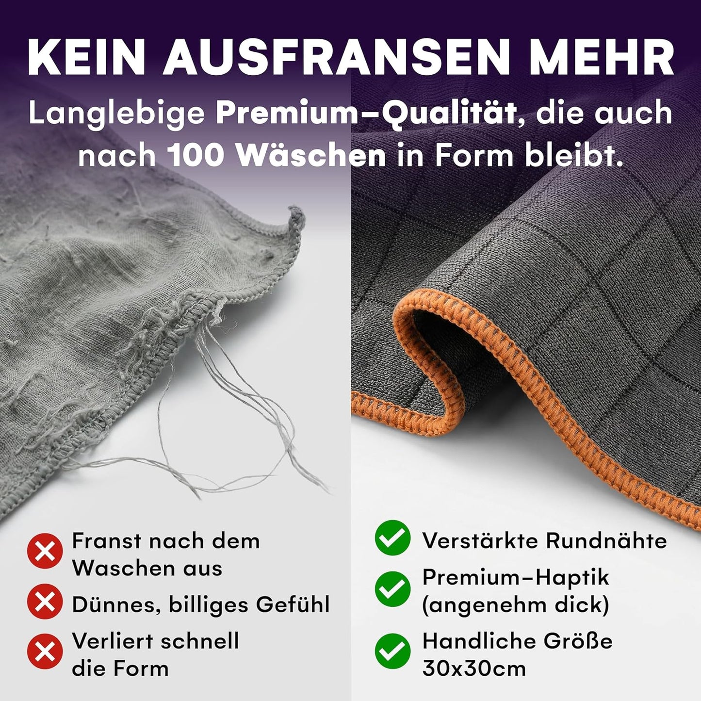 Lavandola® 6 x chiffons en microfibre carbone pour vitres 30 x 30 cm – 450 g/m² – Ne laissent pas de traces et sont ultra-absorbants – Verre, miroirs et voiture
