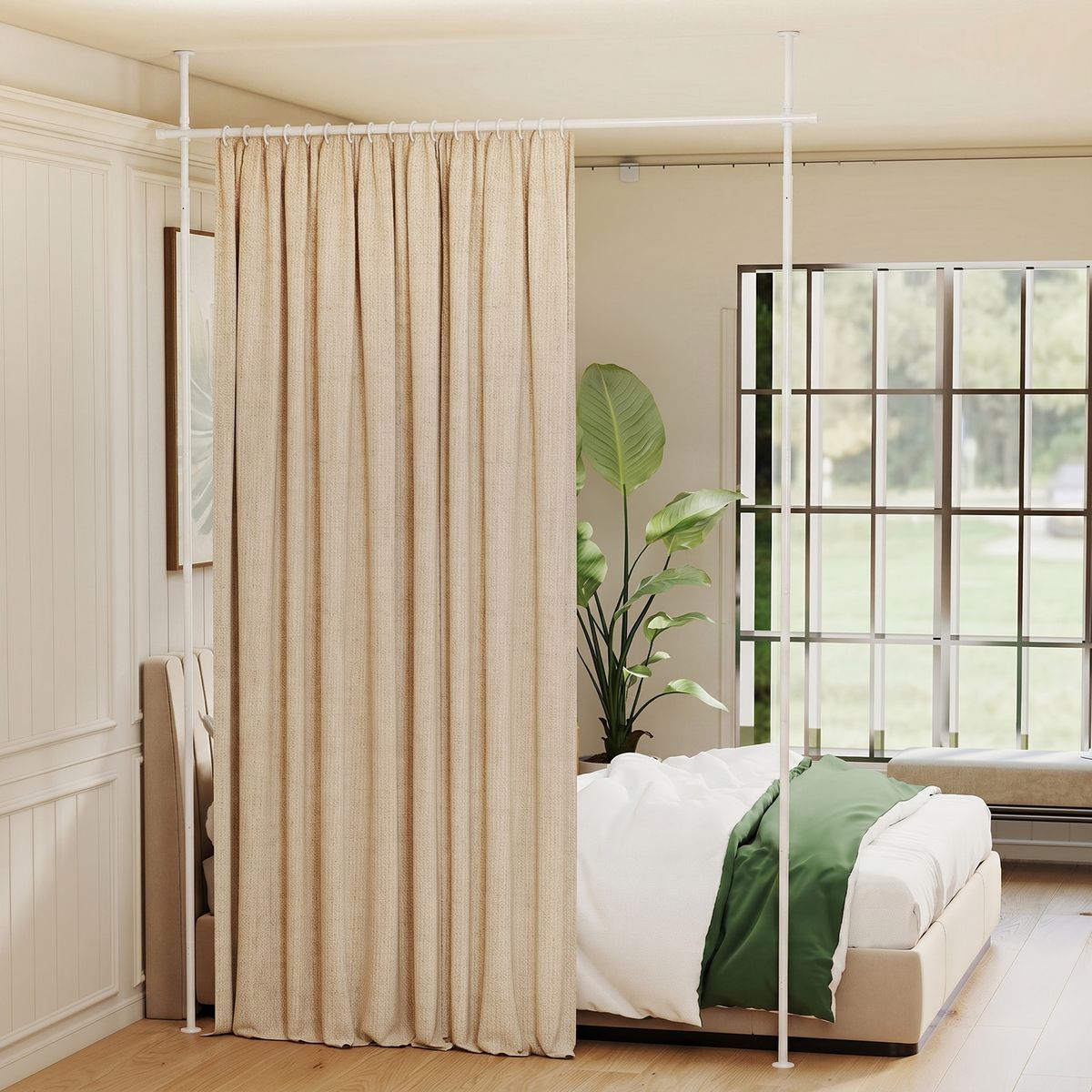 Tringle à rideaux Coast pour paravent - sans perçage - réglable 120-314 x 73-183 cm - blanche