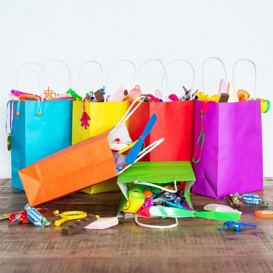 Partizzle 24x Sacs de distribution en papier - Sacs de bonbons pour enfants - Sacs de distribution pour fêtes d'enfants - Petits sacs de jouets - Sacs de distribution de bonbons pour carnaval Sacs de friandises pour jouets - 21x15 cm
