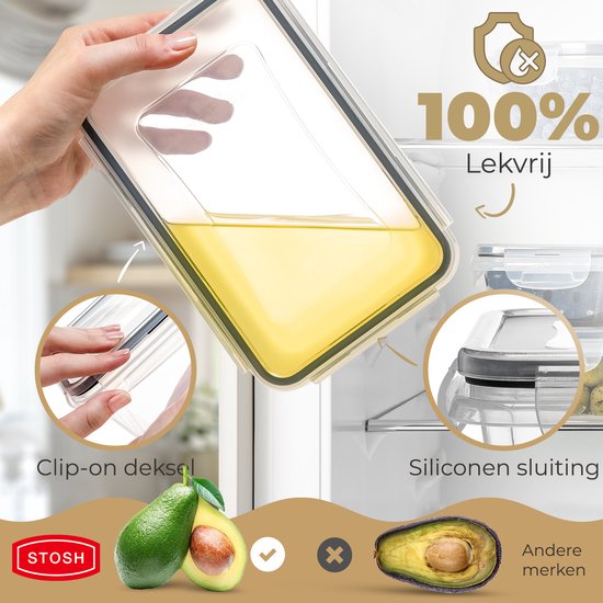 Stosh Freshness Trays - Plateaux pour la préparation des repas - Plateaux pour la congélation - 5 pièces - 1L - Plastique - Sans BPA