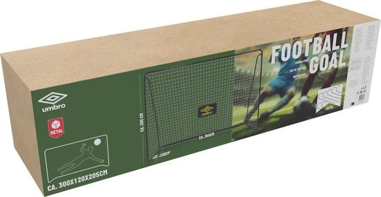 But de football Umbro - 300 x 120 x 205 CM - métal - 7 crochets de sol inclus - noir