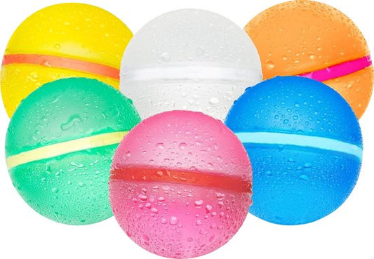 TTD® Ballons d'eau réutilisables à fermeture automatique - 6 pièces - 16 aimants - Silicone souple - Respectueux de l'environnement - Pour enfants et adultes