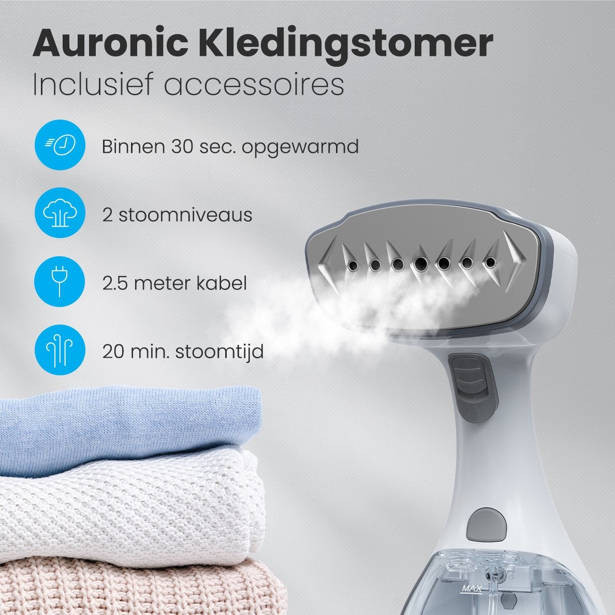 Auronic Défroisseur à linge - Défroisseur - Défroisseur à main pour vêtements et meubles - 300ml - Blanc