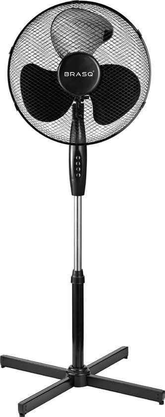 BRASQ Ventilateur trépied - 40 cm - Noir - Réglable en hauteur - 3 vitesses - 40 watts