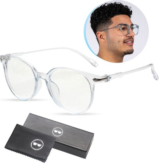 LC Eyewear Display Glasses - Lunettes à lumière bleue - Etui à lunettes inclus - Unisexe - Transparent bleu