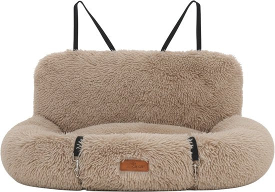Siège auto pour chien By Cee Cee Deluxe - Panier pour chien avec sangle de sécurité - Panier de voiture pour chien - Siège pour chien - Siège auto - Mokka - Taille L - Otto