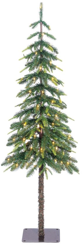 Black Box Trees Lodge : sapin de Noël artificiel avec éclairage, minuterie et fonction de variation d'intensité - H 155 x Ø 48 cm - Vert