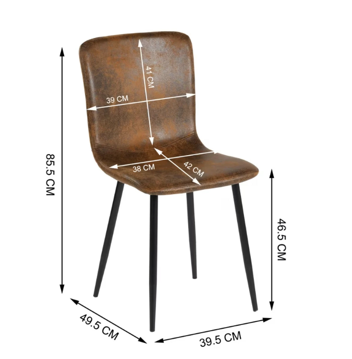 Ensemble de 4 chaises Urban Meuble - Chaises de salle à manger de luxe, gris, imitation fourrure - 44 x 54 x 87 cm