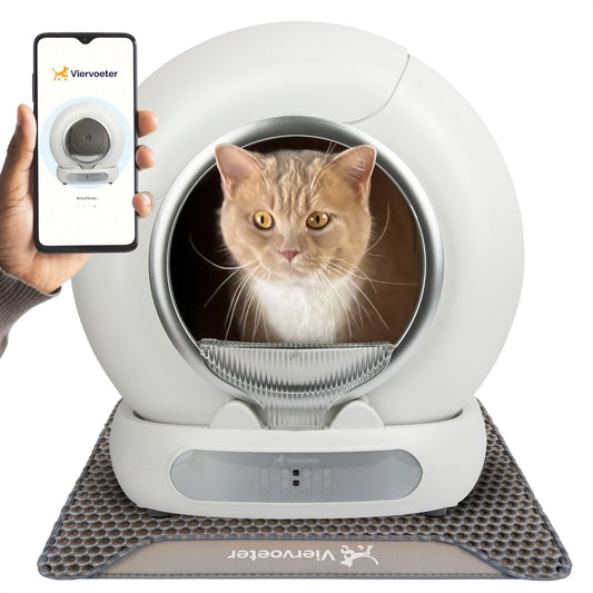 Litière autonettoyante Viervoeter Fresh 3 pour chats - Avec application - Désodorisant - Capteurs intelligents
