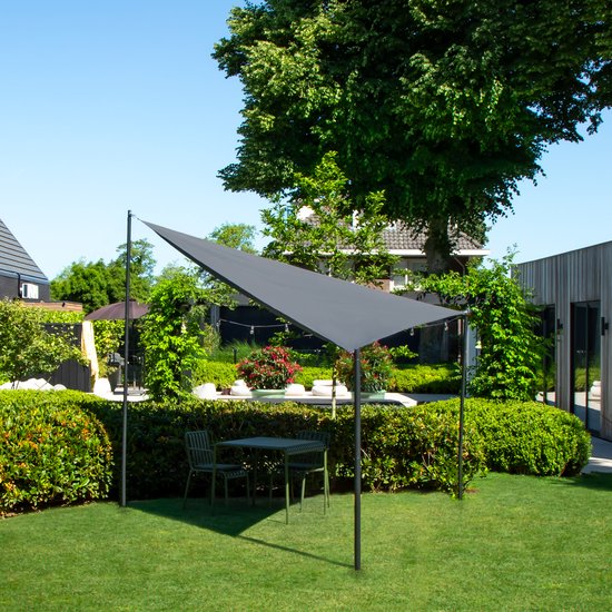 VONROC Premium Toile d'ombrage - Triangle - ∆ 360 cm - Hydrofuge - Gris - Sac de rangement et cordon de fixation inclus
