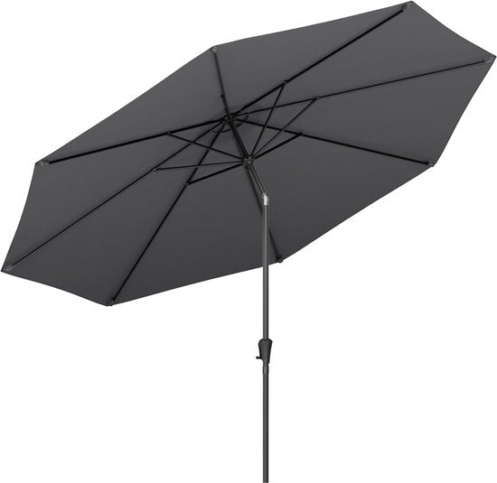 LifeGoods Parasol - Jardin - Ø350 cm - 30° inclinable - Imperméable - UPF50+ - Gris foncé