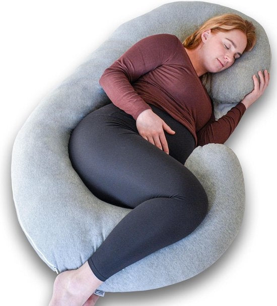 Coussin de Grossesse XXL - Ella® - Coussin Corporel - Coussin d'Allaitement - 150x70cm - Gris Clair