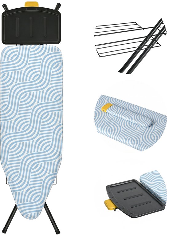 STAUS&BACH Planche à repasser X - pour générateur de vapeur - 122 x 43,5 cm - Avec planche à repasser les manches et support pliable - Réglable en hauteur de 76 à 96 cm - Avec support pour générateur de vapeur et fer à repasser à vapeur - Bleu - Ironiq Pr