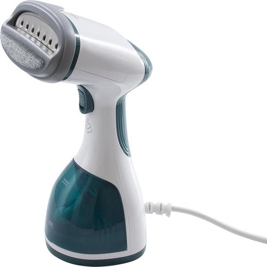 Tomado TSH1201W - Défroisseur linge - Défroisseur mains - Démêleur - Nettoyeur vapeur - 2 brosses incluses - Blanc/turquoise