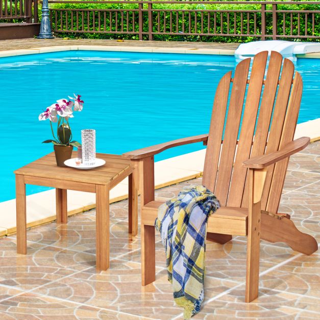 Coast Outdoor Wood Adirondack Chair 69x88x103 cm - Bois d'acacia naturel - Chaise de jardin pour terrasse, balcon et jardin