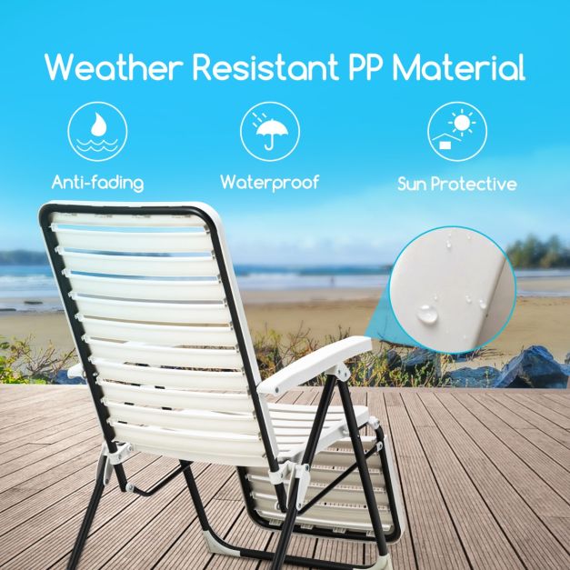 Coast Set de 2 chaises longues réglables - pliable - 7 pieds - blanc