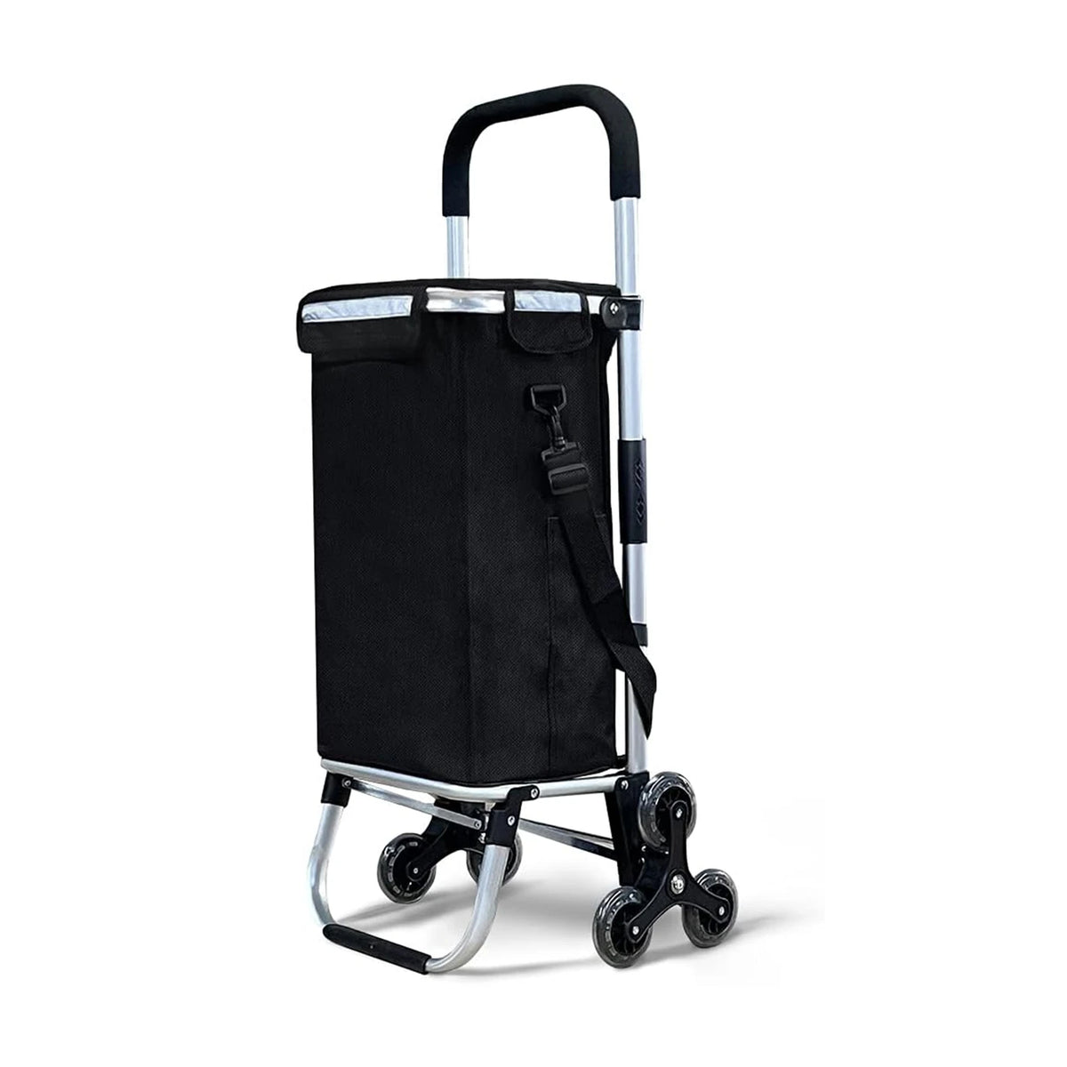 Chariot de courses Ochama à 3 roues - Noir - 44,5 x 39 x 100 cm - 41 L