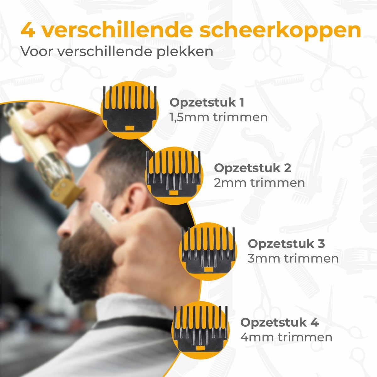 Nuvance - Tondeuse Mannen - Tondeuse Hoofdhaar - Inclusief 4 Opzetstukken - Baardtrimmer en Haartrimmer Mannen - Tondeuses - Usb Oplaadbaar
