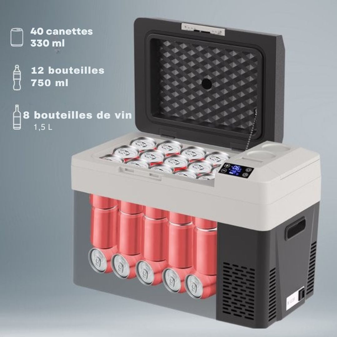 Glacière électrique Auronic - Compresseur - 12V 230 Volt - Voiture - 30L - Noir/Gris