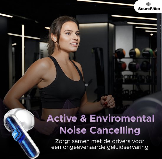 SoundVibe® - Ecouteurs sans fil avec suppression des bruits - Blanc - Ecouteurs Bluetooth - Ecouteurs avec suppression des bruits - Ecouteurs sans fil - Ecouteurs sans fil