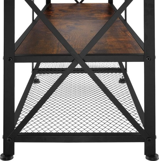tectake - Meuble TV - Indianapolis - brun foncé industriel - 404543