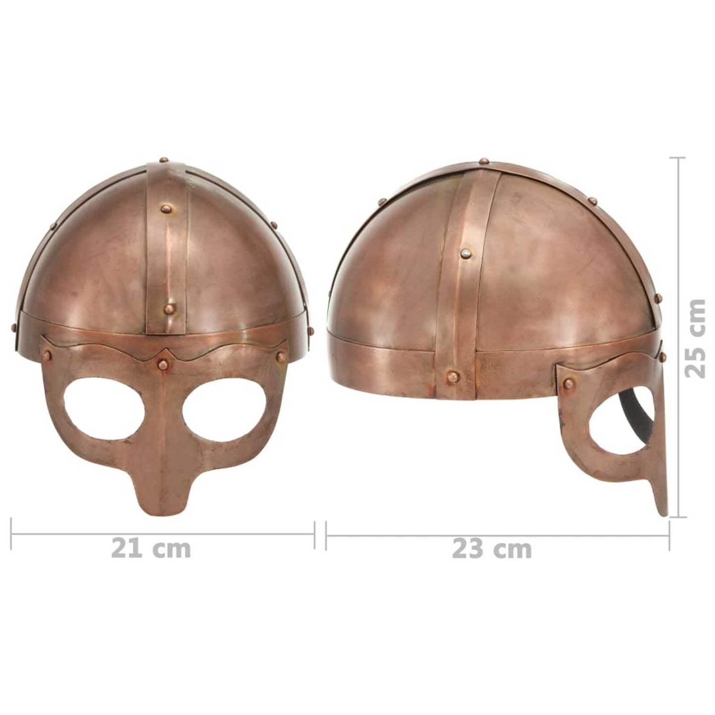 VidaXL Réplique de casque de viking - LARP - Acier de calibre 18 - 23 x 21 x 25 cm - couleur cuivre