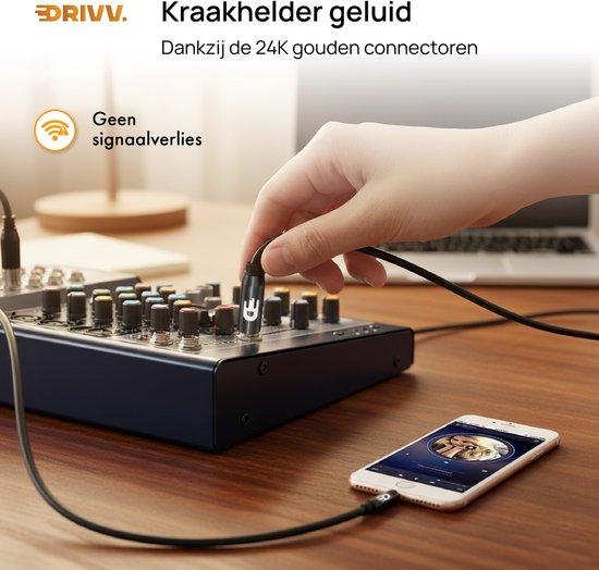 Câble Drivv. Premium de 3,5 mm à 6,35 mm - Câble jack - Câble audio - 2 mètres