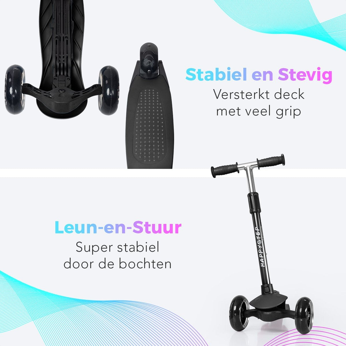 Trotinette enfant avec roues lumineuses LifeGoods, Noir