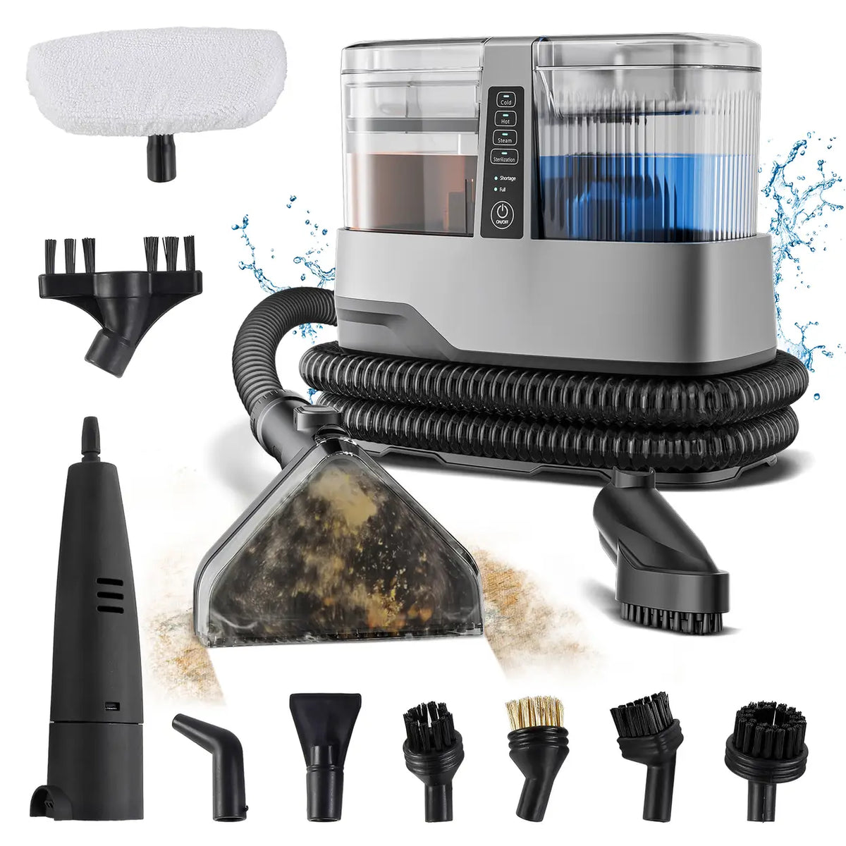 Nettoyeur vapeur Omeser C688B 1 800 W - 17 kPa - 13 en 1 - Pour moquettes, canapés et sièges de voiture