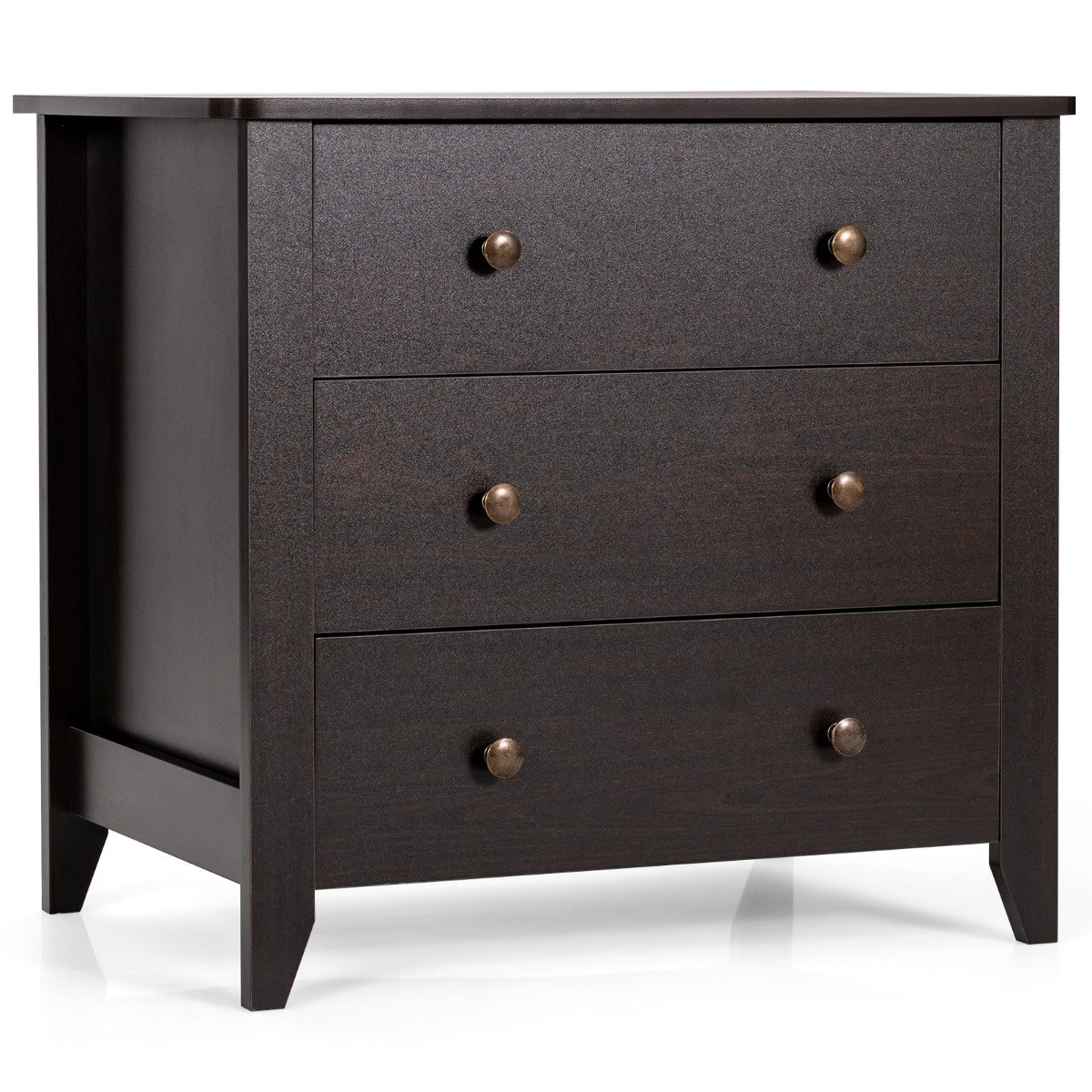 Commode Coast avec 3 tiroirs et poignées en bois table de nuit 71 x 46 x 66 cm marron