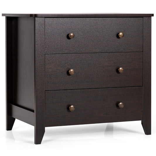 Commode Coast avec 3 tiroirs et poignées en bois table de nuit 71 x 46 x 66 cm marron