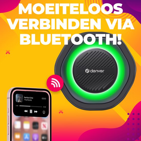 Enceinte Bluetooth Denver sans fil - Effets lumineux - Boîte à musique - AUX - Appairage TWS - BTV223B