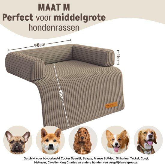 By Cee Cee Original Dog Rug Bench - Panier pour chien - Premium - Entièrement zippé - Tissu côtelé - Marron - 90x90 - Taille M