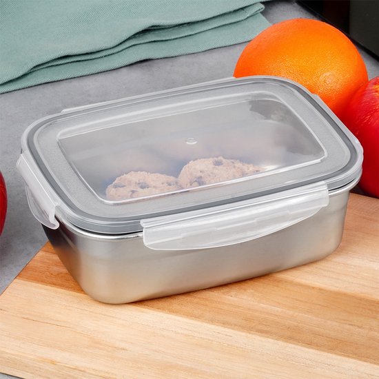 Excellent Houseware - Récipient alimentaire en acier inoxydable - Avec couvercle - 700 ml